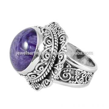 Charoite piedras preciosas naturales con 925 plata filigrana diseñador estilo vintage joyas hechas a mano